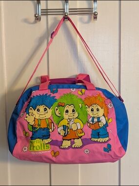 VINTAGE 90's Norfin Trolls Pink & Blue Mini Duffel Bag